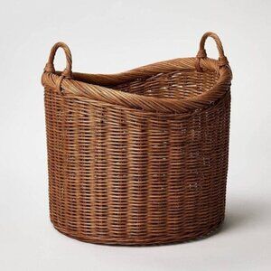 Round Vintage French Tall Wicker Rattan Basket - Threshold Studio McGee